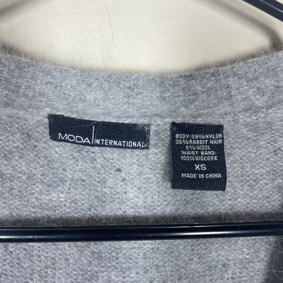 Moda International Women's Cardigan Sweater S Wool Rabbit Hair Gray Cozy! - Picture 4 of 5